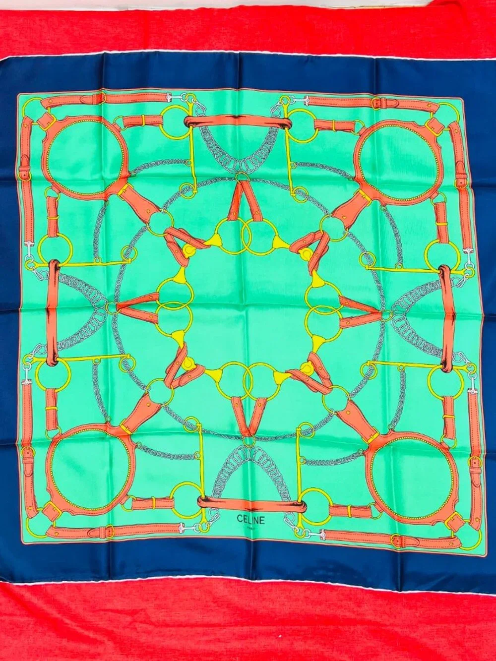 New W/  Box Celine  Paris 100% Silk scarf  34